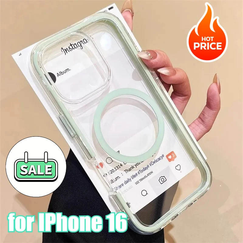 

for IPhone 16 INS-style Minimalist Candy-colored Colorful Magnetic Mobile Phone Case Anti-drop Protective Cover