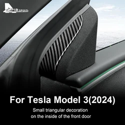 ABS Carbon Fiber texture Inner Door Triangle Cover For Tesla Model 3 Model3 Highland 2024 Sticker Trim Car Interior Accessories
