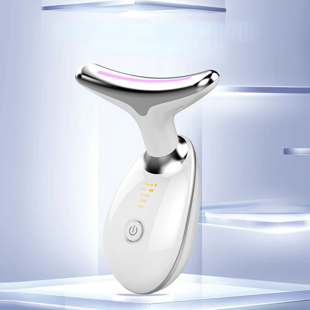 Anti-aging Neck Beauty Device 3 Colors LED Photon Therapy Skin Tighten Reduce Double Chin Anti Wrinkle Neck Massage Instrument