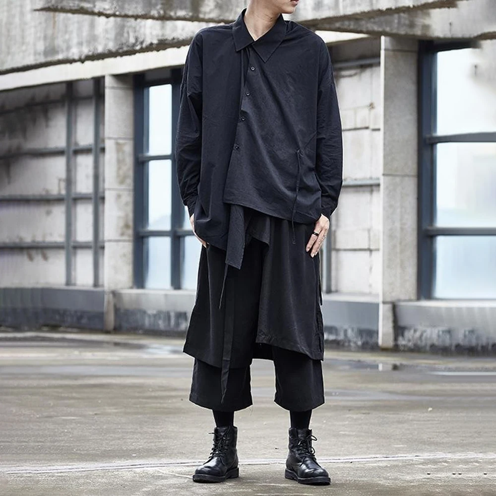 XS-5XL Summer New Men's Solid Color Skirt Pants American Fashion Trend High Street Casual Breathable Loose Niche Men's Bottoms