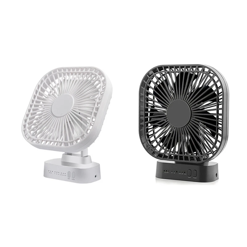 Mini Desktop Fan USB Rechargeable Fan With Timer Strong Wind 3 Speed 7 Fan Leaf Portable Quiet Office Camping