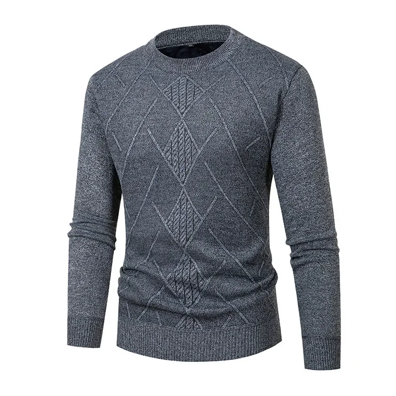 

Men's Sweater Winter Fashion Versatile Round Neck Solid Color Warm Bottom