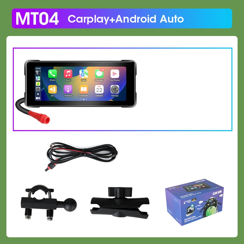 6,86 inch GPS-navigatie motorfiets IPX7 waterdicht Carplay-scherm draagbare motorfiets draadloze Android auto-monitor