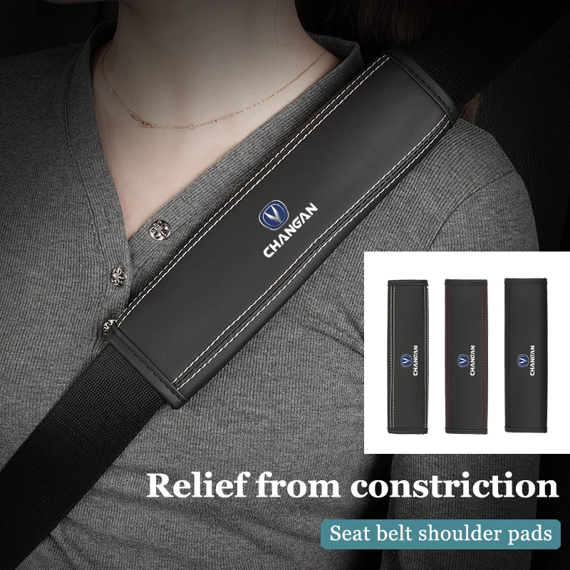 

Leather Car Seat Belt Cover Pad Safety Belt Shoulder Protection Pads Car Accessories For Changan CS75 CS35 CS15 CS95 RAETON CX70