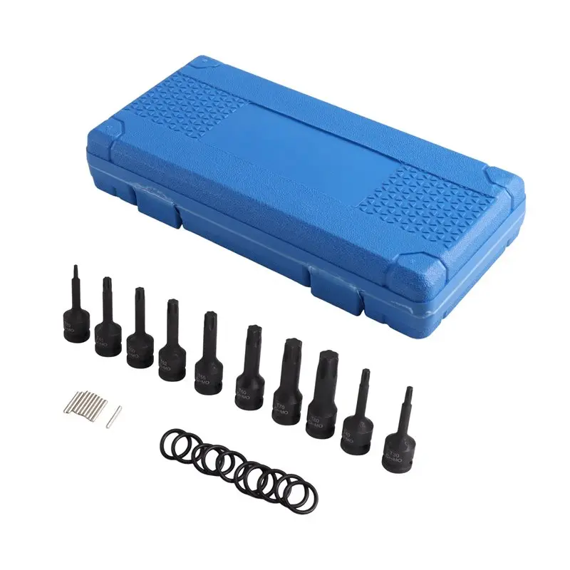 AC88 1/2 Inch Drive Impact Star Bit Socket Set T30-T100 CrV Steel Hex Socket Tools Auto Repair Wrench