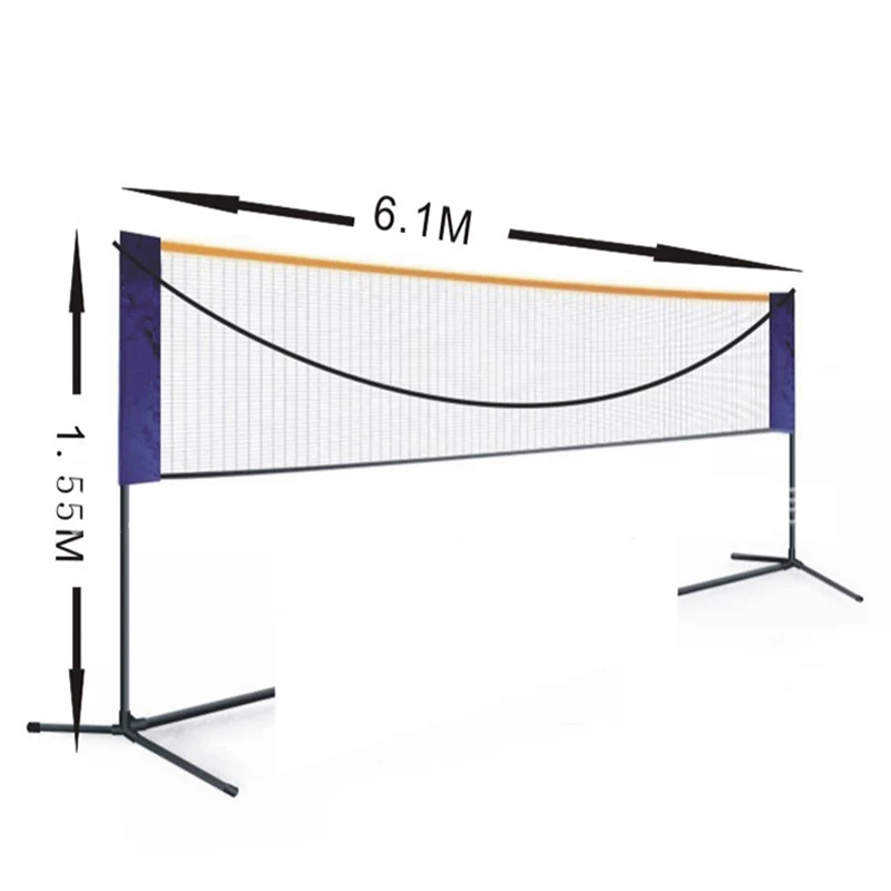 6.1M Foldable Portable Badminton Tennis Stands With Net Height Adjustable Professional Training Net for Tennis Volleyball Soccer