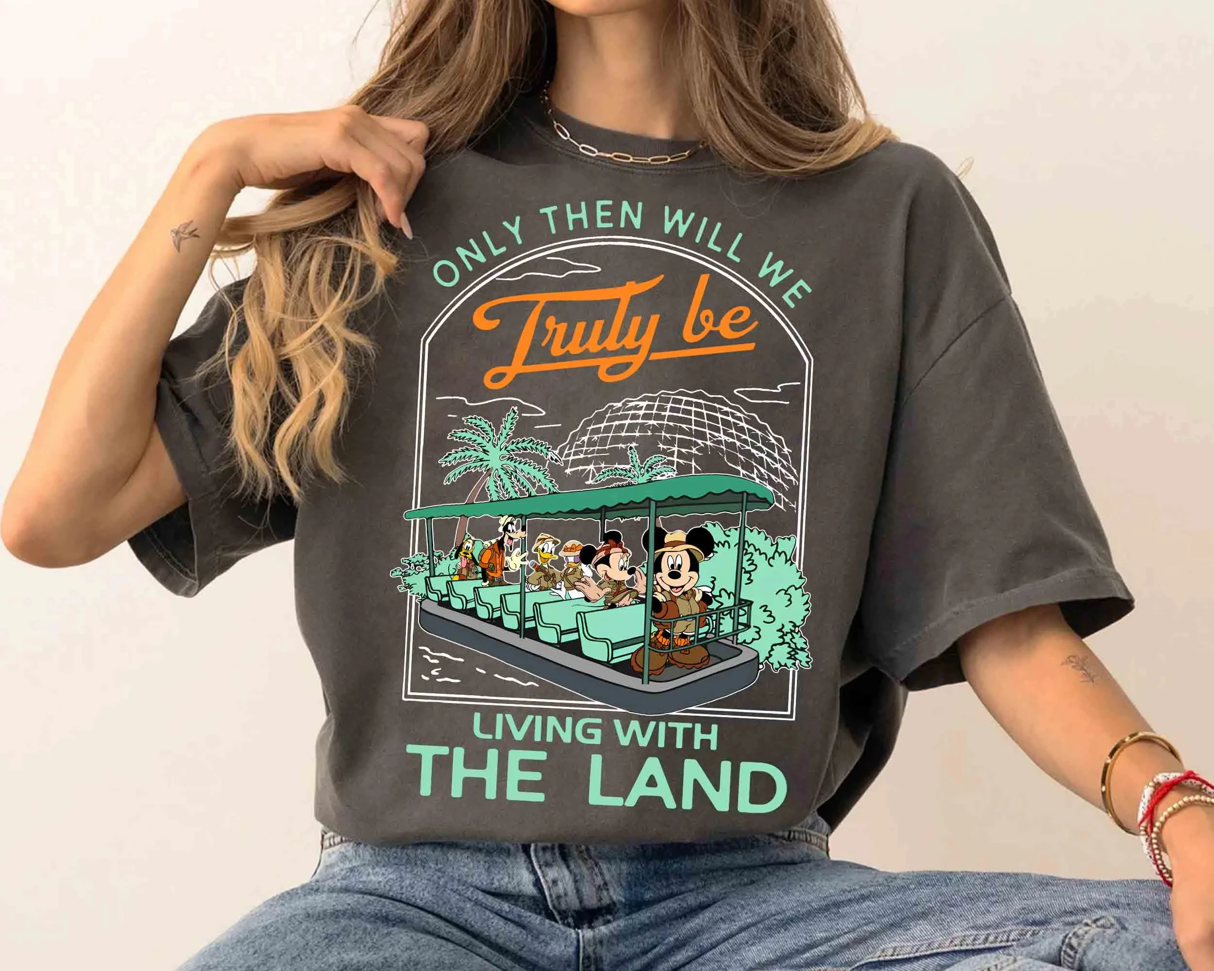 Sólo entonces será verdaderamente viviendo con la tierra Camisa de Mickey y sus amigos Camiseta de paseo de Disney Epcot The Land Shirt