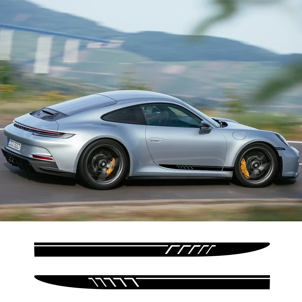 Door Side Stickers for PORSCHE 911 Car Styling Accessories Car Side Skirt Body Under Strips Decal Stickers Vinyl