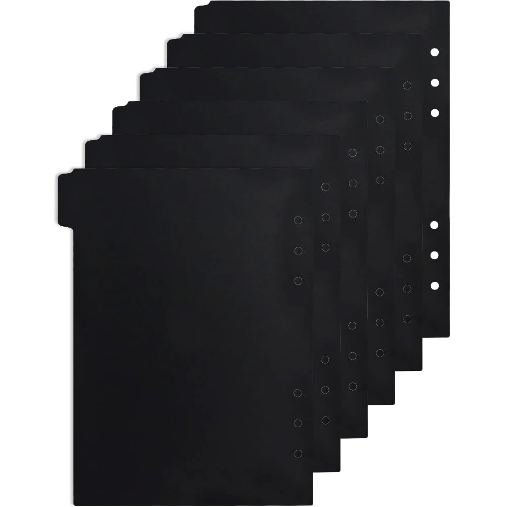 6 Pcs Professional A5 Notebook Classification Tabs Black Colored Page Markers Office Labels