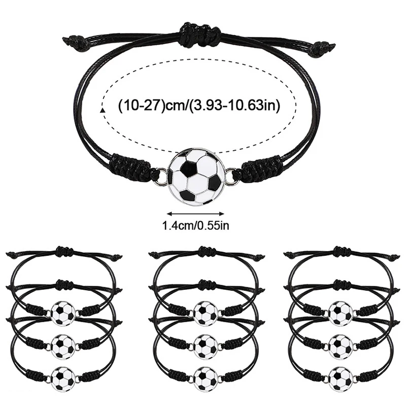 

10Pcs Football Bracelet Adjustable Charm Kids Boys Sports Soccer Party Favors Decoration Supplies Gifts For Guest Christmas Gift
