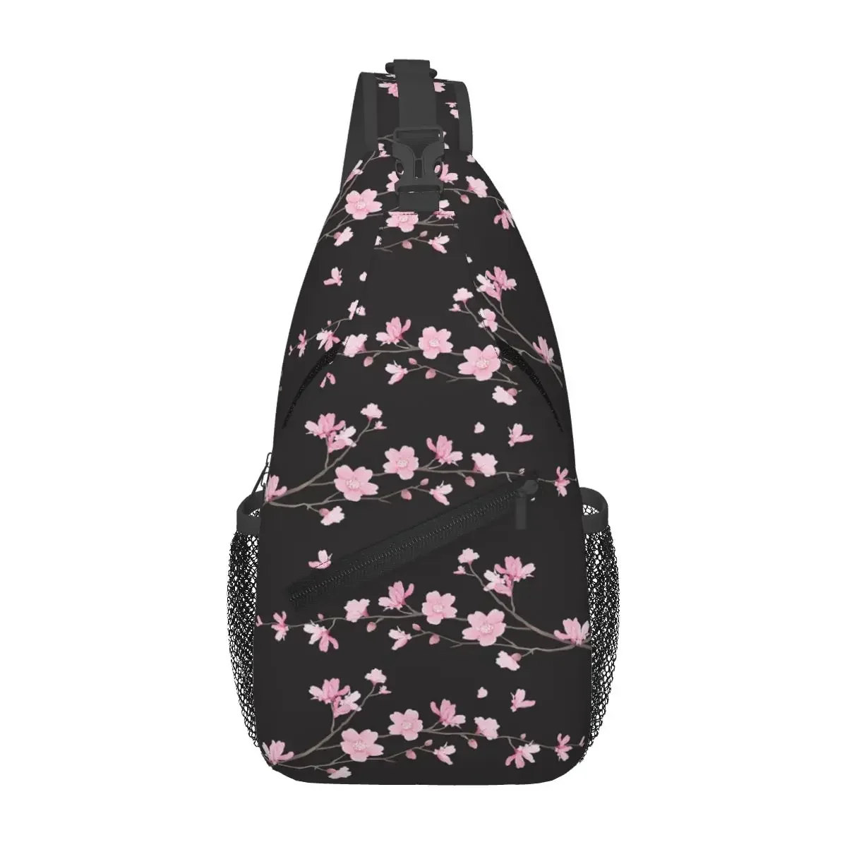 Cherry Blossom Flower Plant - Black Chest Bag Men Sling Crossbody Backpack Chest Bag Traveling Hiking Daypack Shoulder Bag