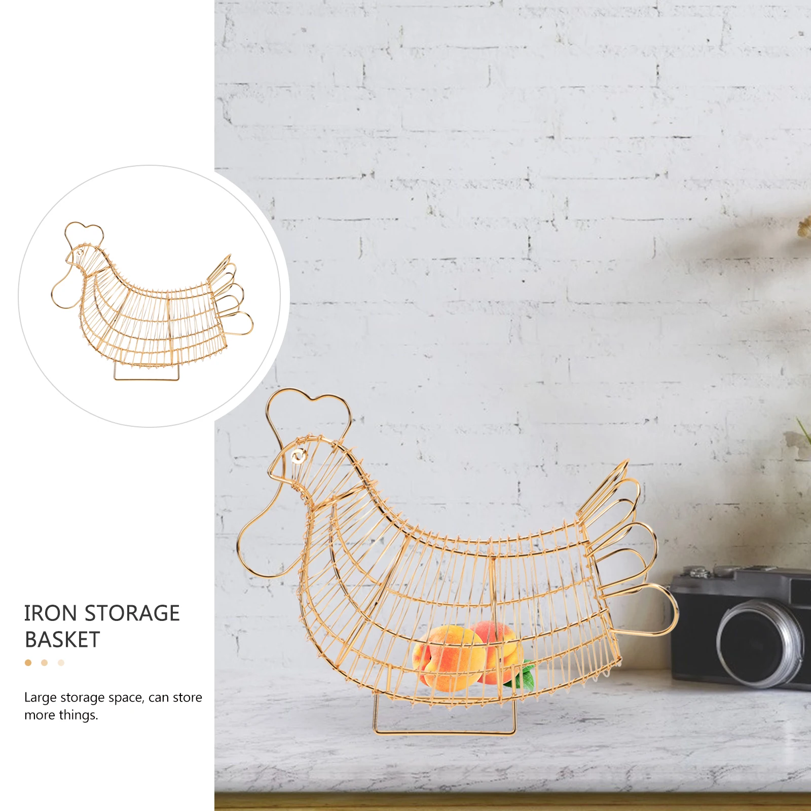 

1Pcs Iron Art Fruit Basket Wrought Iron Storage Basket for Kitchen Home Restaurant Organizing Eggs Vegetables