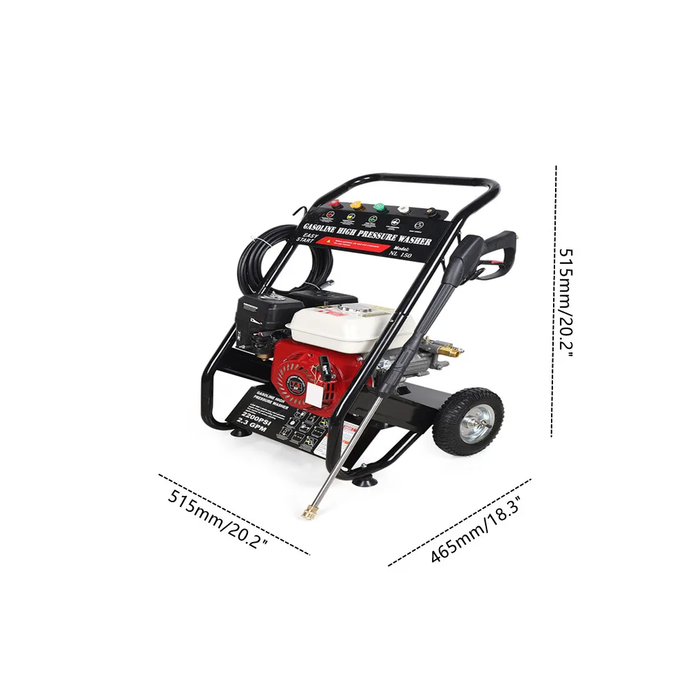 Lavadora de alta presión de gasolina, limpiador de chorro de motor de gasolina, 170-190 bar, 6.5hp, 4900W