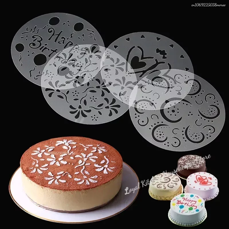 4pcs Stencils Flower Cake Plastic Spray Mold Birthday Wedding Bakery Tools DIY Mold Fondant Cake Decorating Tools مستلزمات كيك