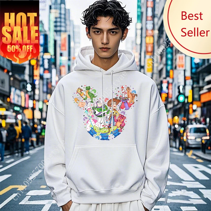 

Disney Toy Story Mickey Head Printed Men's Hoodie Adult Sports Sweater Casual Top Loose Clothing