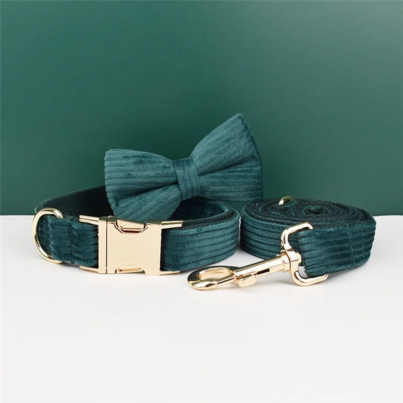 ALIM-Dark Green Cloth Pet Collar Dog Collar Outdoor Dog Leash Dog Collar