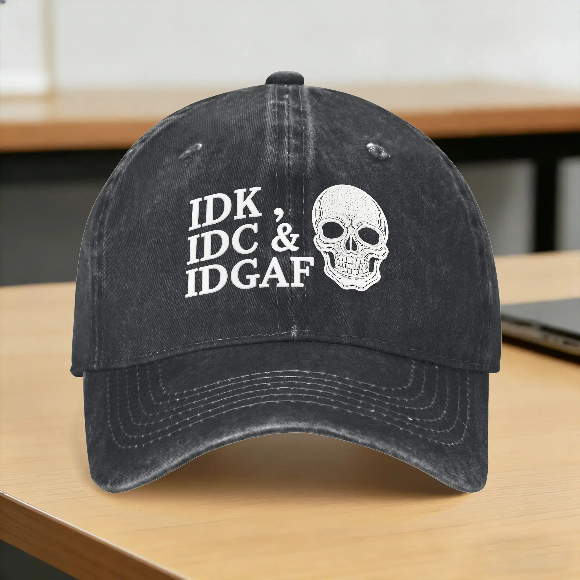 Washed Baseball Cap IDK IDC & Idgaf Summer Trucker Hat For Men Adult  Design Print Tennis Skate Sun Snapback Cap