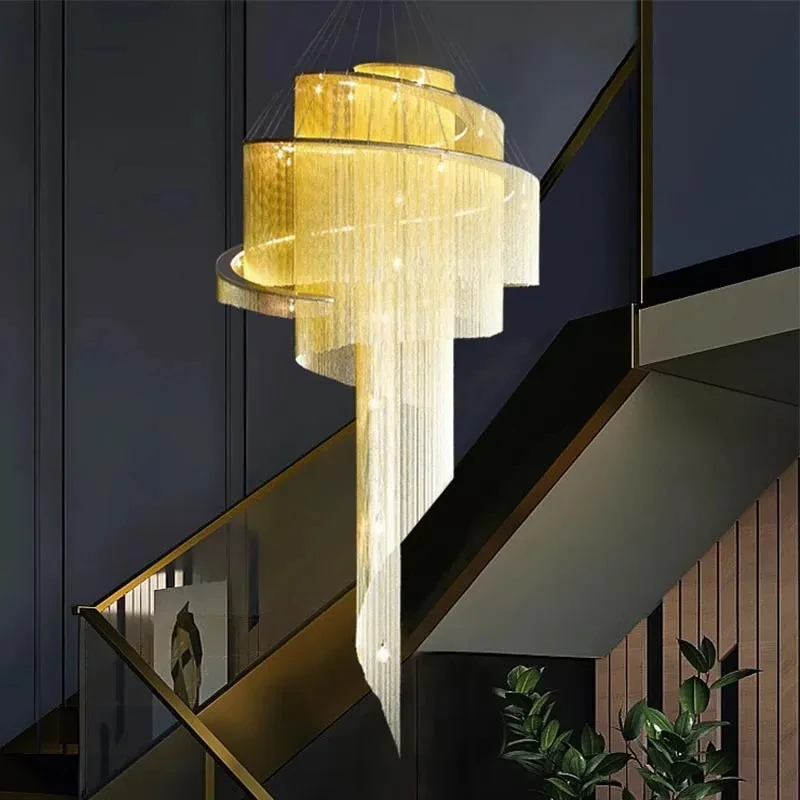 

Hot selling Aluminum Tassel Pendant Light Gold Avize Modelleri Creative Lustre Salon Plafonnier Living Room Villa drop shipping