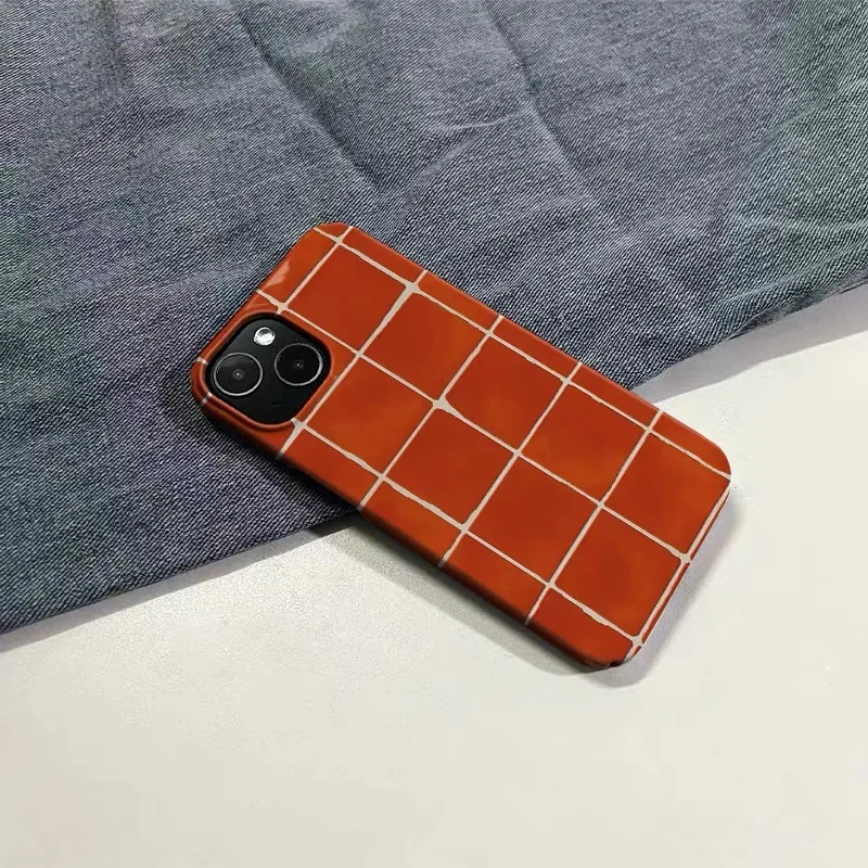Ins Korean Red Square Case for IPHONE 17 Air 16 ProMax 15 14 Plus 13 12 MINI 11 PRO 16Plus XR XS MAX Acrylic Phone Cover