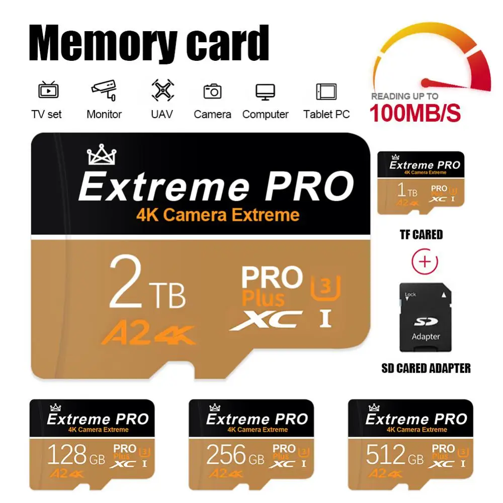 Micro TF SD Card 2TB High Speed 1TB TF SD Memory Card 64GB Mobile Phone Computer Camera Flash Memory Card