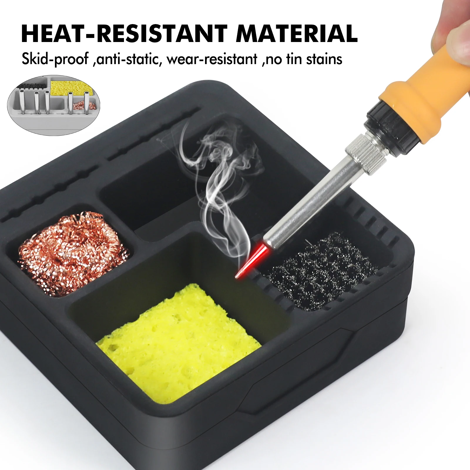 5 IN 1 Soldering Iron Tips Cleaning Box Soldering Iron Cleaner Soldering Tips Cleaning Tool 3 Clean Modes Welding Cleaner Tool