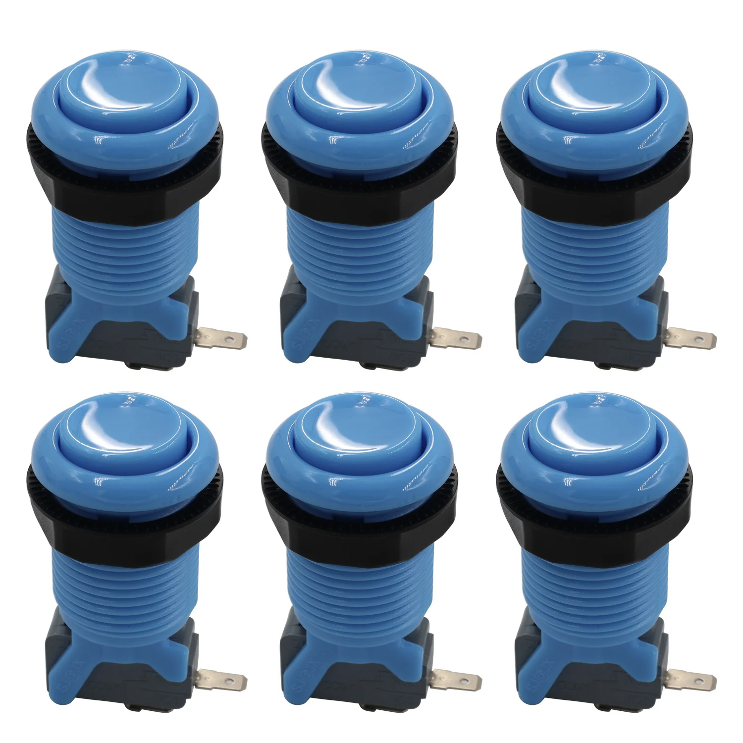 SJ@JX 6x زر الأركيد Happ Style 28 مم زر الضغط القياسي 0.187 محطة مع مفتاح صغير لوحدة تحكم أركيد Jamma MAME #4