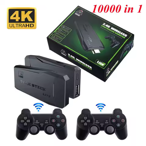 M8 Classic Retro Wireless Video Game Stick 4K Console 64GB 10000 Games Classic Family Sticks 2.4G Wireless Controllers GBA PS1