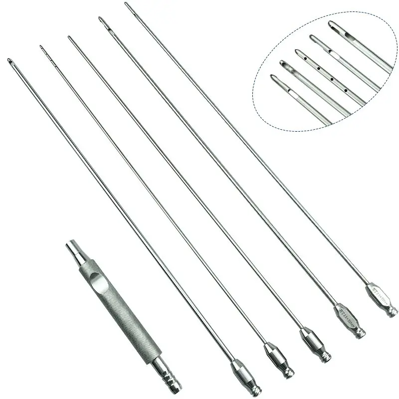 

3 Holes Cannulas Liposuction Needles Water Injection Infiltration Cannulas with Liposution Handle Suction Handpiece