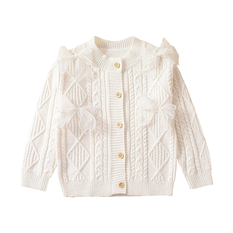 Kids Baby Girls Knit Cardigan Sweater Fall Winter Warm Button Down Uniforms Cardigan Outerwear Clothes