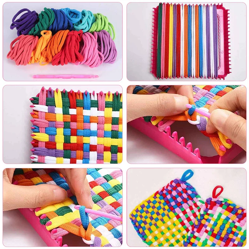 192 قطعة 7 بوصة بوثولدر الحلقات نول النسيج الحلقات النسيج الحرفية مع 12 لون DIY بها بنفسك لوازم الحرف A-ABXK