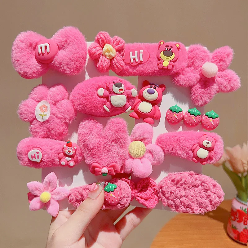 Children's Plush Side Barrettes Hair Accessories Little Girl Star Cute Bow Flower Broken Hair Card Headwear Hairpins Wholesale