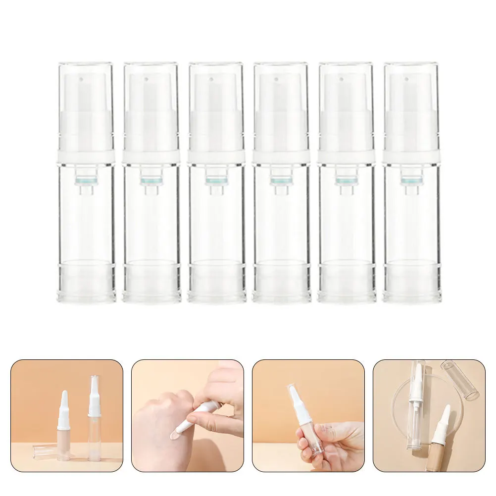 6Pcs Empty Foundation Bottles with Pump Travel Size Containers for Skincare Essence Refillable Jars Lightweight