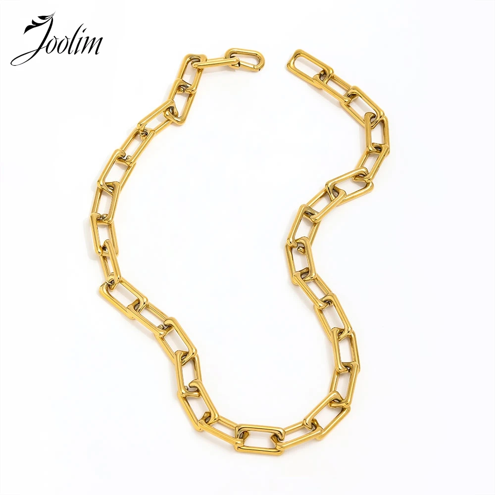 Joolim Jewelry Wholesale Waterproof&Non Tarnish  Fashion Chunky Statement Basic Chain Trendy Stainless Steel Necklace for Women