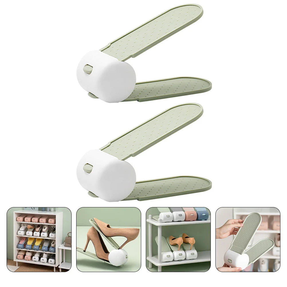 

2Pcs Shoes Storage Rack Double Layer Strong Material Space Saving Adjustable Shoe Holder Shoes Rack Home Supply