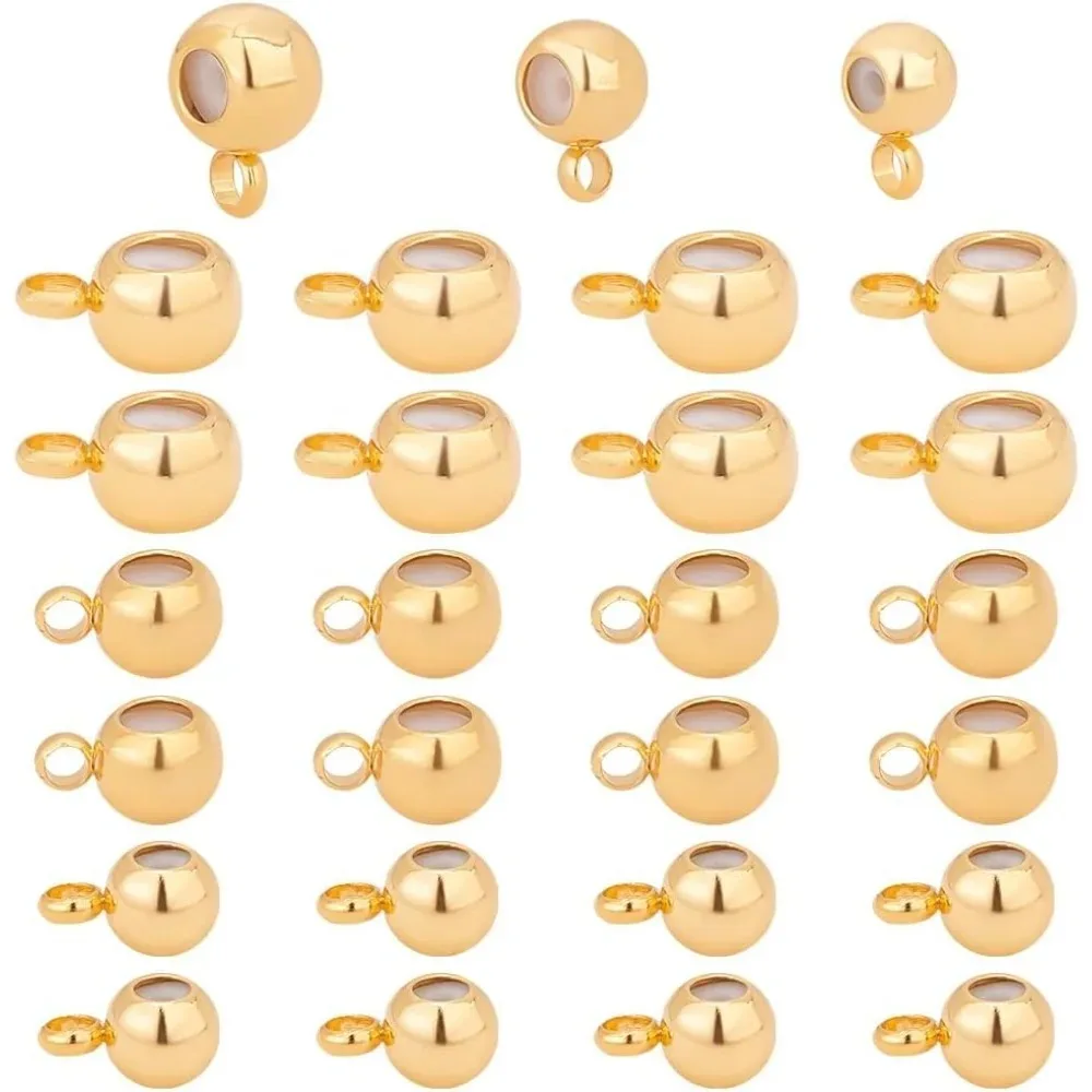 

45pcs 3 Sizes Stop Beads Real 24k Spacer Metal Slide Stopper Locating Rings Brass making kit