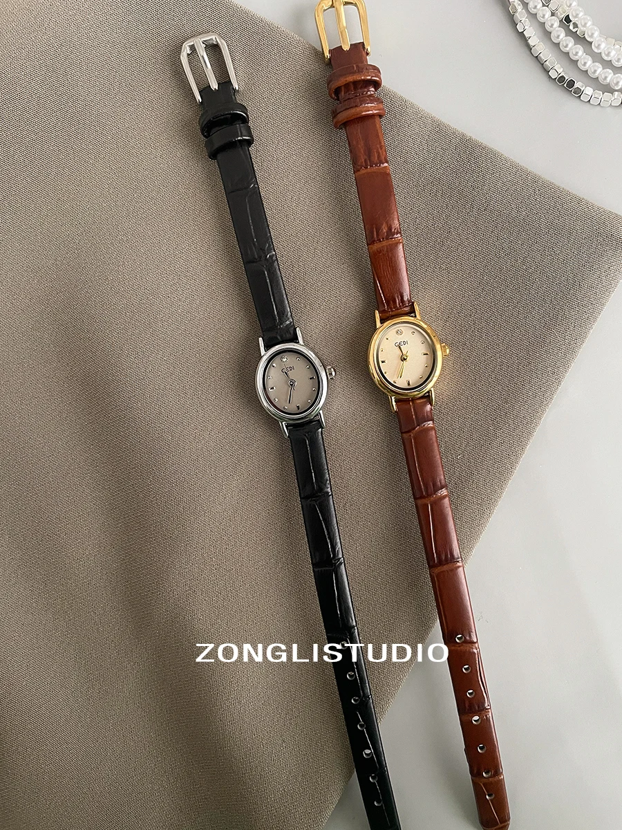 

Elegant Women'S Wristwatch, Korean Style, Retro, Artistic, Versatile Oval Dial, Quartz Watch For Women, Women'S Accessories.
