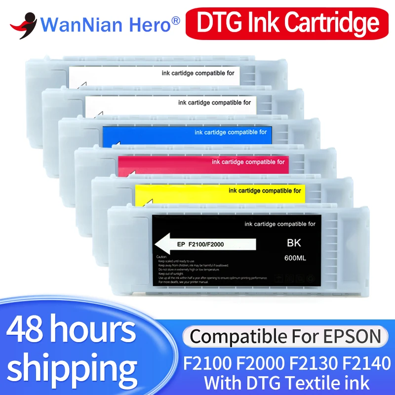 

600 мл T7251 T7254 T725A T7251 Совместимый картридж с чернилами DTG для Epson SureColor F2000 F2100 F2130 F2140 Текстиль