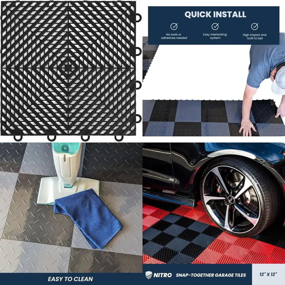 Antislip 12x12 in elkaar grijpende plastic garagevloertegels voor garageorganisatie en veiligheid