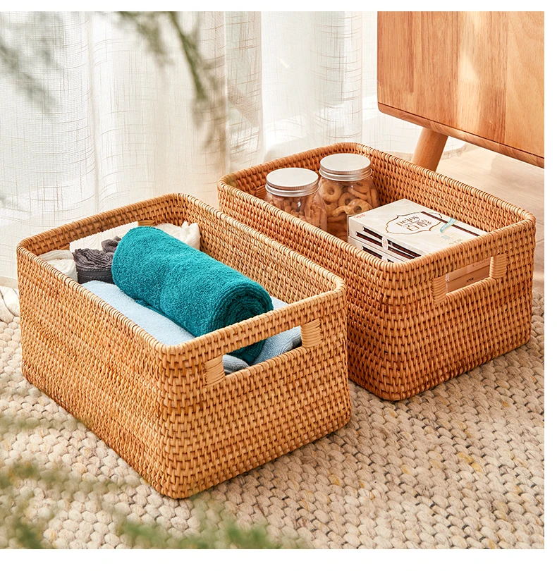 Snack Rattan Woven Storage Basket Living Room Portable Reusable Eco Friendly Storage Box Vegetable Panier Home Products  