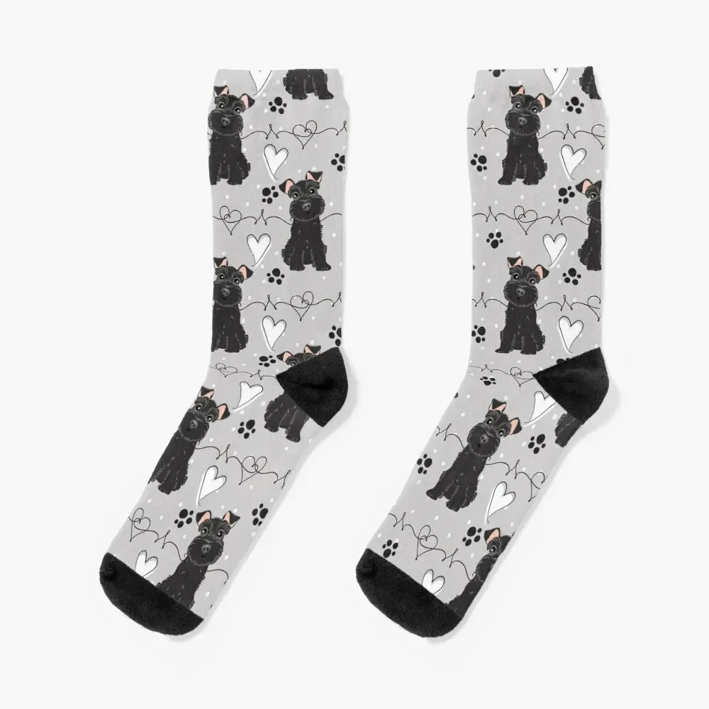 

Love Black Miniature Schnauzer Socks colored men cotton high quality professional running new in's Woman Socks Men's