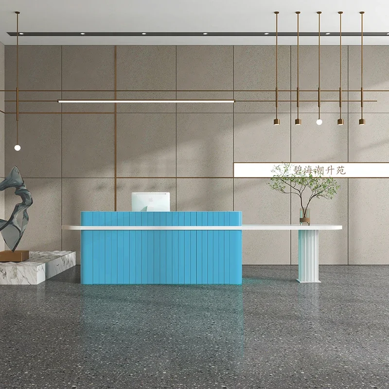 Aesthetic Center Decor Hairdressing Counter Bar Furnishings Table Atelier Professional Reception Pink Party Tables Cashier Bank