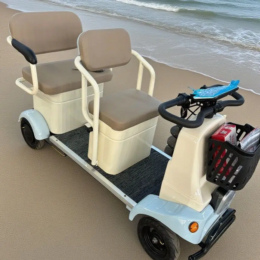 Elderly electric scooter disabled electric car stop without listing double row three people small four wheels