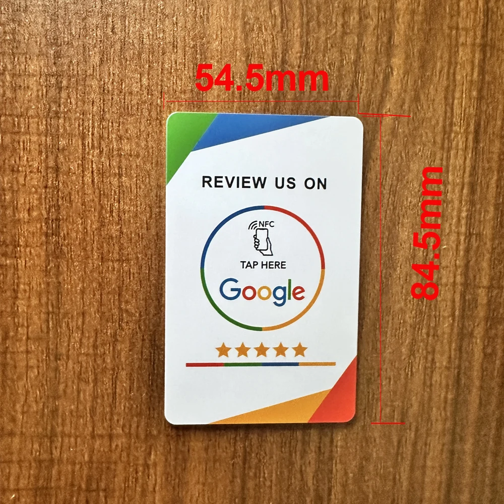 NFC215 Programmierbare Google Review Acryl-Aufkleberkarte, NFC-Stationstisch, 13,56 MHz, wasserdichter NFC-Ständer, Google Review Card