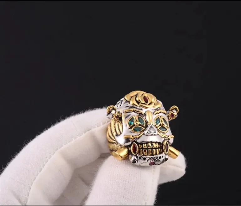 2025 Stallone Retro Skull Lucky Opening Ring Trend Movie Around the Same Thumb Ring