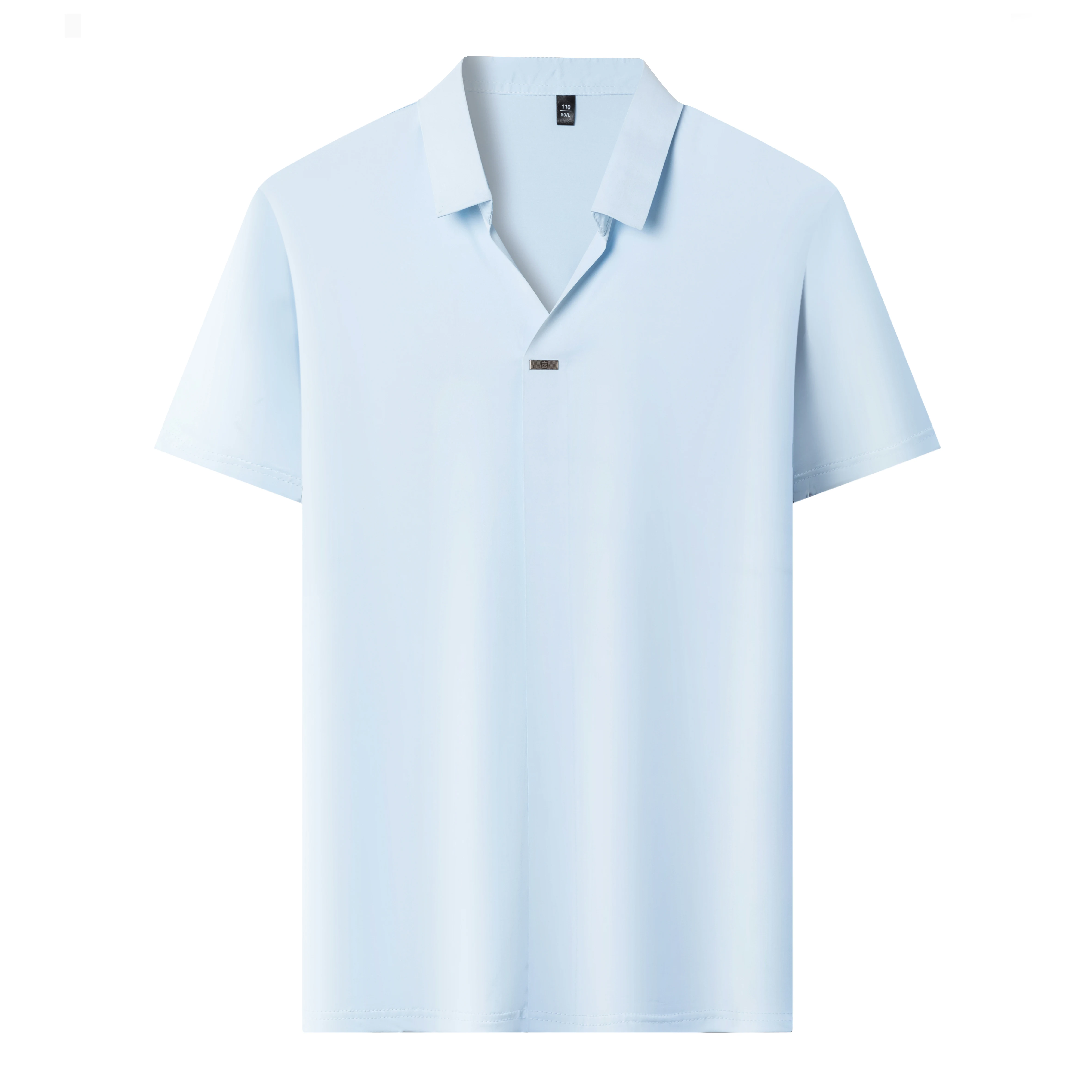 Herren Eisseide Hemd mit verdecktem Knopf, Reverskragen, Kurzarm, Slim Fit, weich, knitterfrei, atmungsaktiv, Sommer-Oberteil – Detail 22