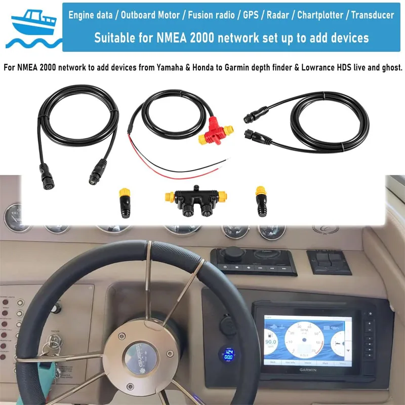 Nmea 2000 Stroomkabels Drop Kabels Dual Tee Connector Terminators Kit Voor Low-Rance Simrad Garmin Dual Apparaat Om Nmea 2K Te Verwerken