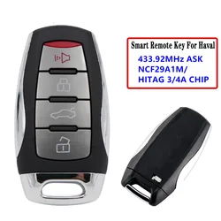 KEYECU sostituzione Keyless Smart Key FOB 4 pulsanti 434MHZ ID4A Chip per Haval Jolion Dargo per Great Wall GWM 2021-2024