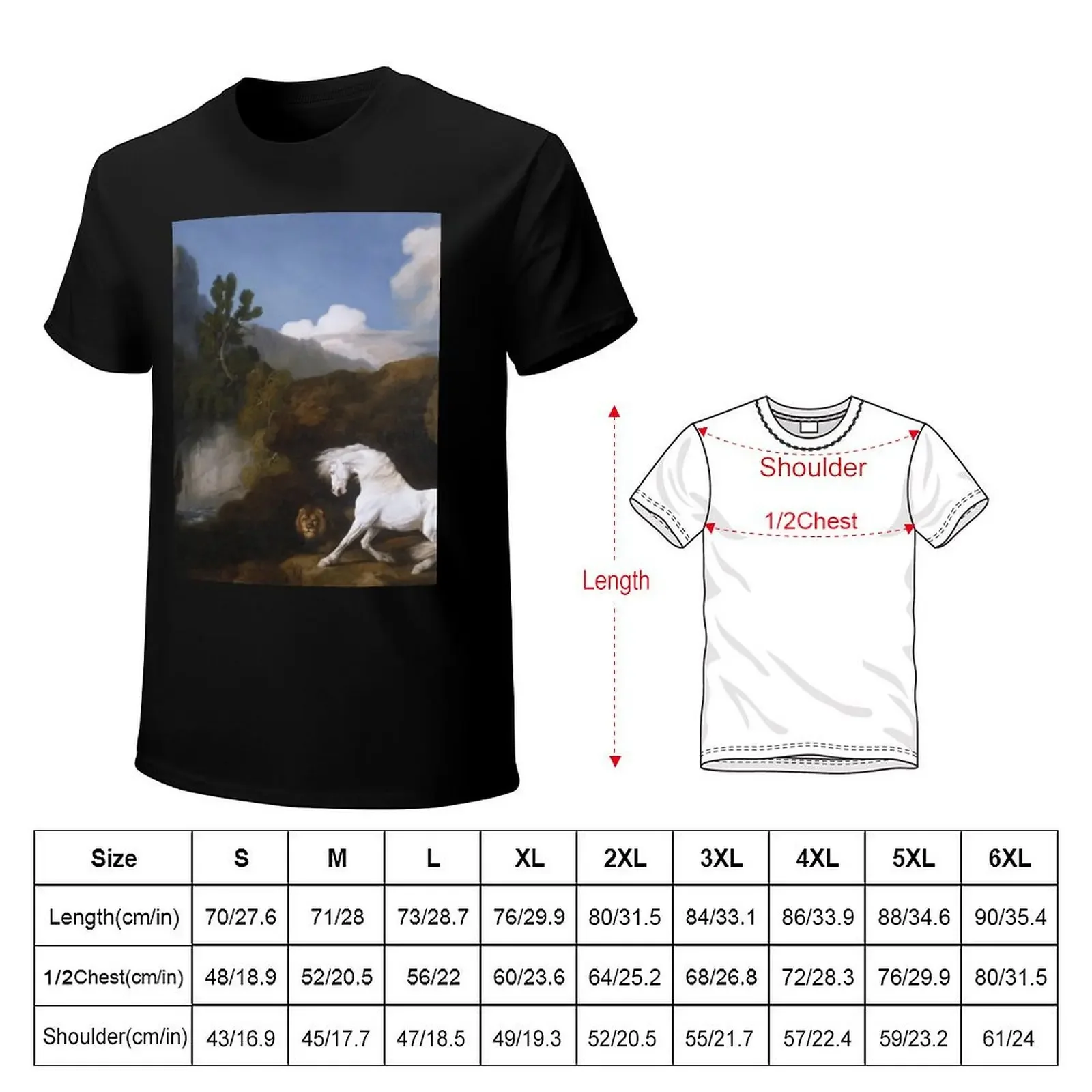 George Stubbs - Horse Frightened By A Lion 1770 T-Shirt animal prinfor boys Short sleeve tee quick drying Men's t-shirt