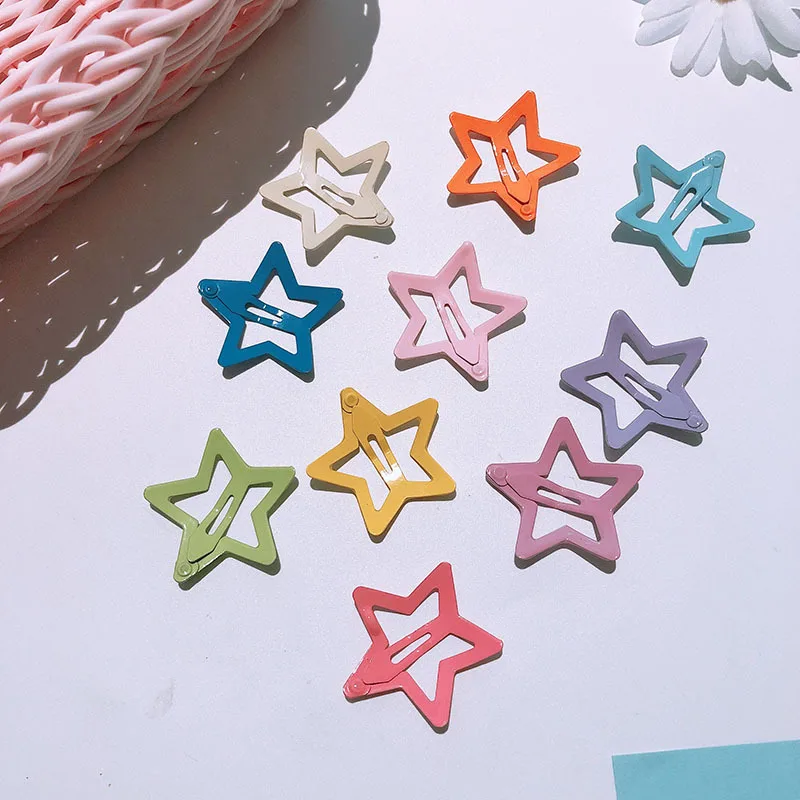 Y2k Sweet Colorful Star Hair Clip Girls Cute Metal Side Clips Barrettes Korean Fashion Hairpins Headdress Hair Accessories