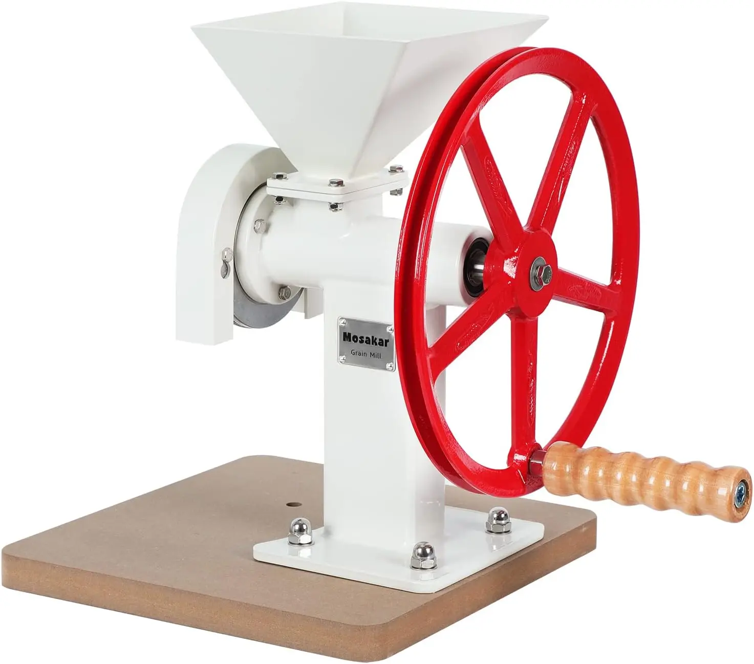 Hand Crank Grain Mill - White. Hand Operate Food Grinder For Dry And Oily Grains. Manual Kitchen Flour Mill. Wheat Corn Spice